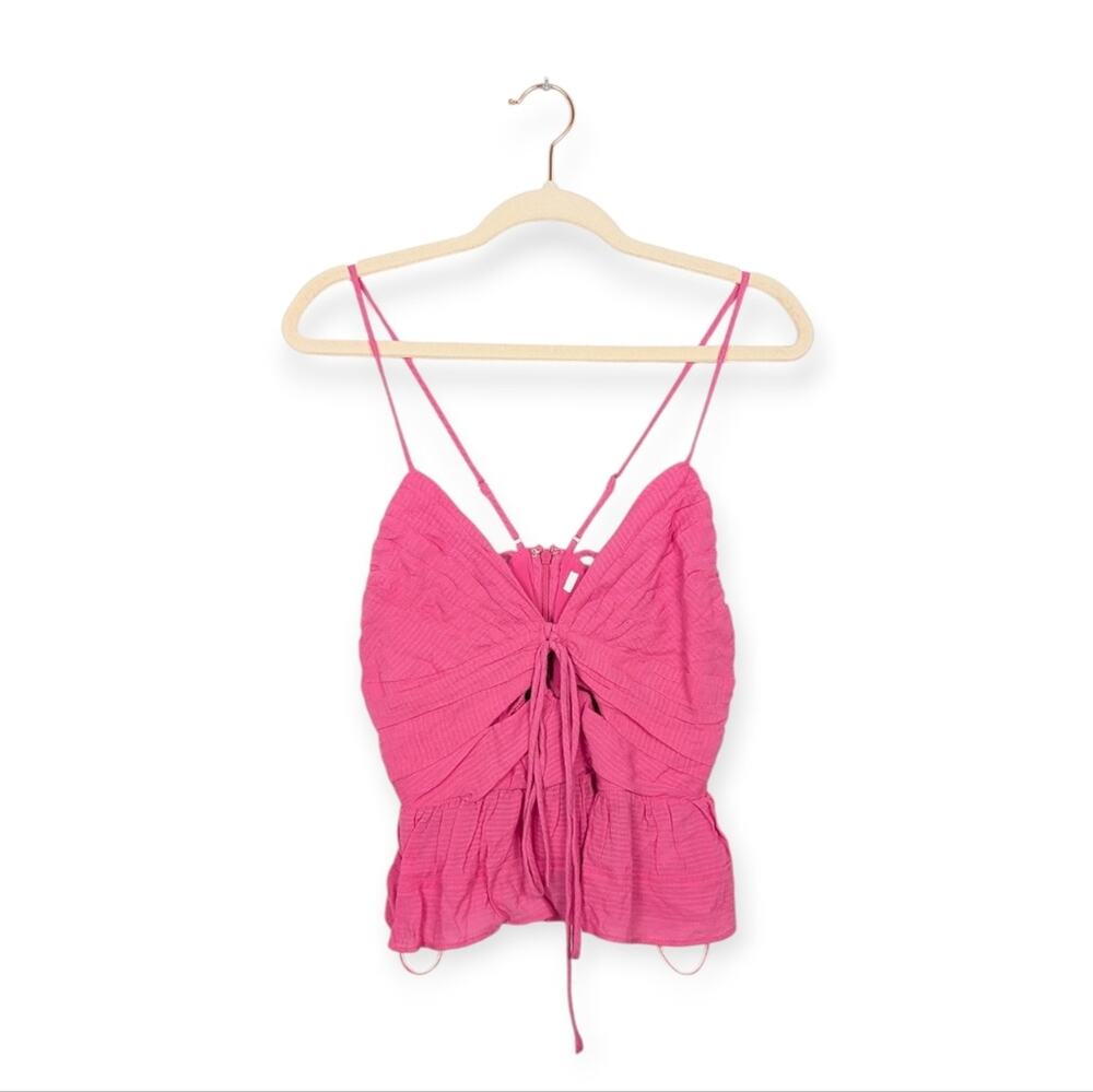 ASTR The Label Pink Minka Peplum Strappy Halter Top Size M
